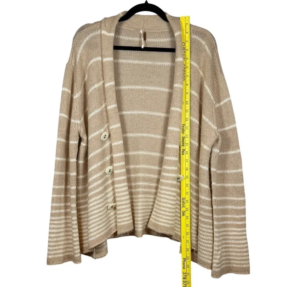 FREE PEOPLE We The Free Trapeze Open Front Cardigan, Cream/White, Wool Blend, L